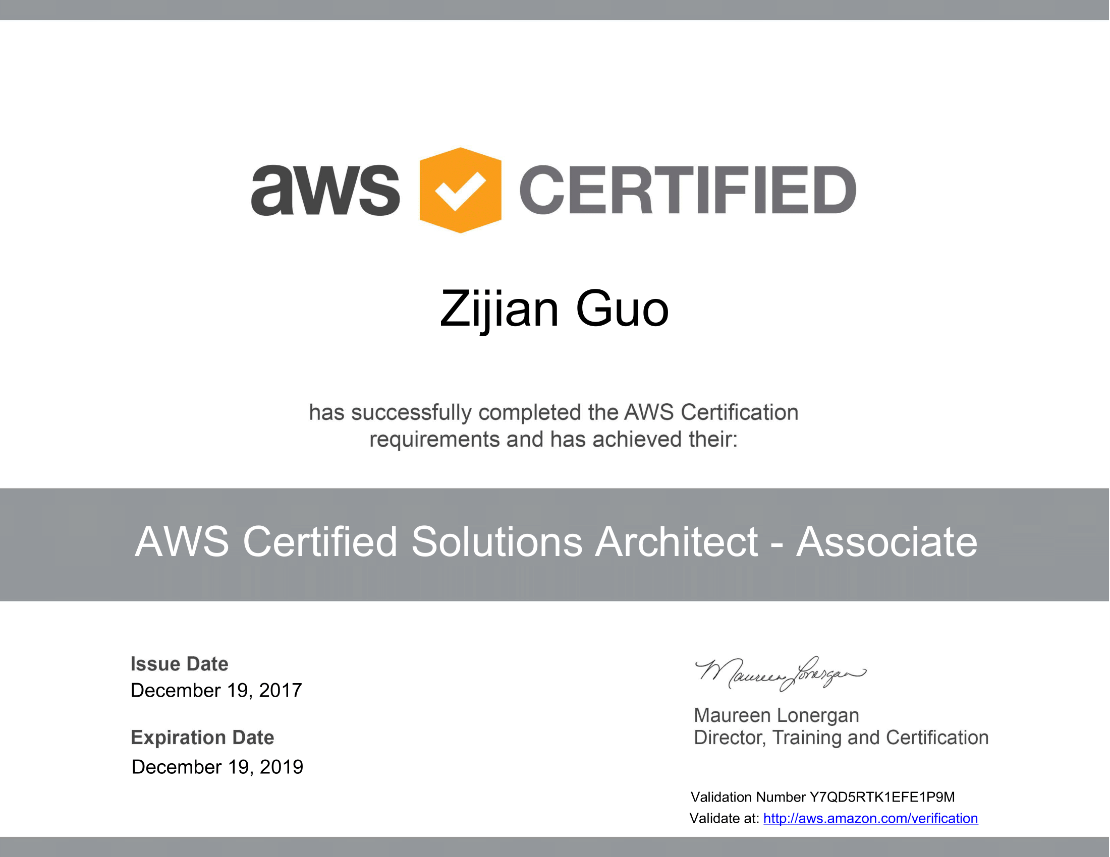 AWS Certified Solutions Architect – Associate certificate